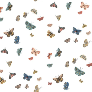 Papel pintado de mariposas en color blanco Butterfly House RF7411
