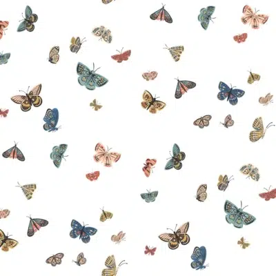 Papel pintado de mariposas en color blanco Butterfly House RF7411