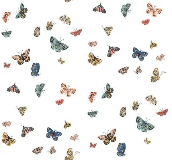 Papel pintado de mariposas en color blanco Butterfly House RF7411
