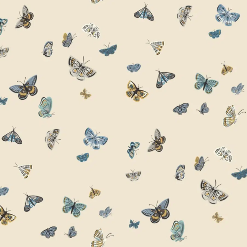 Papel pintado de mariposas en color beige Butterfly House RF7412