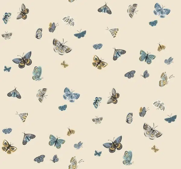 Papel pintado de mariposas en color beige Butterfly House RF7412