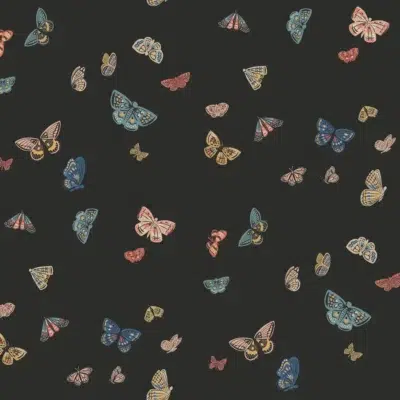 Papel pintado de mariposas en color negro Butterfly House RF7413