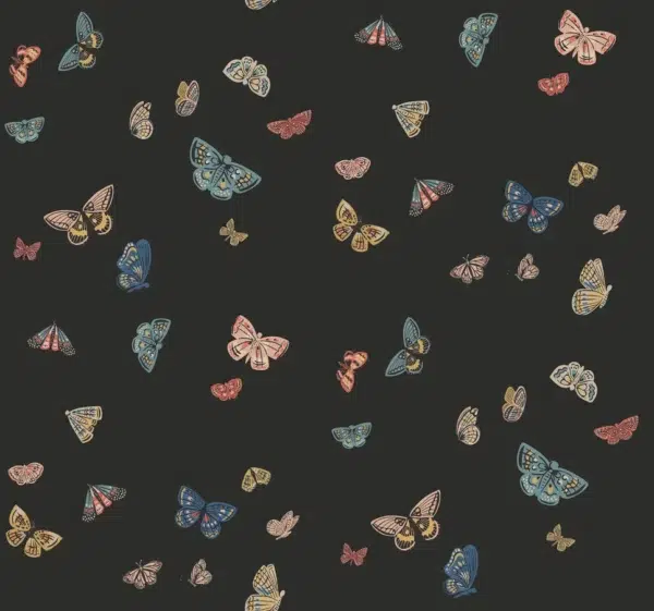 Papel pintado de mariposas en color negro Butterfly House RF7413