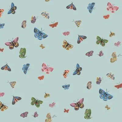 Papel pintado de mariposas en color azul Butterfly House RF7414