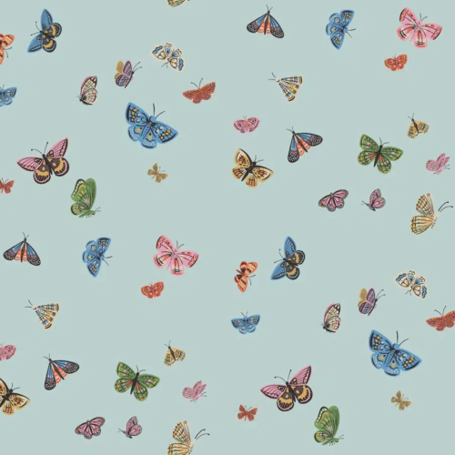 Papel pintado de mariposas en color azul Butterfly House RF7414