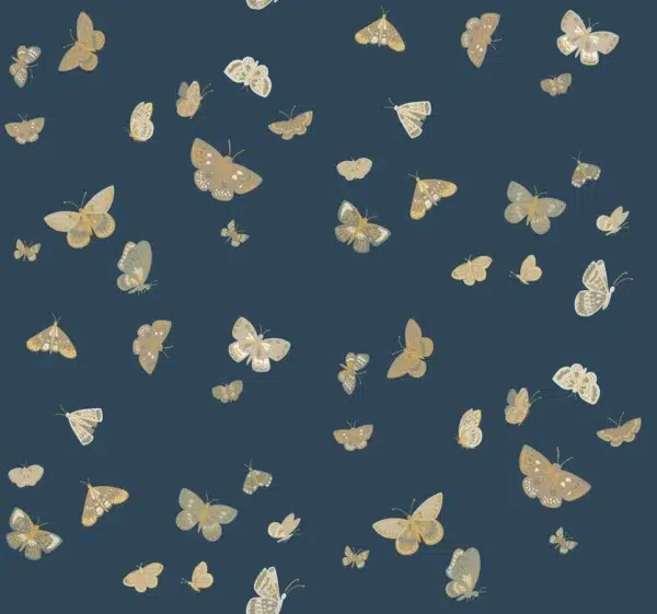 Papel pintado de mariposas en color azul Butterfly House RF7415