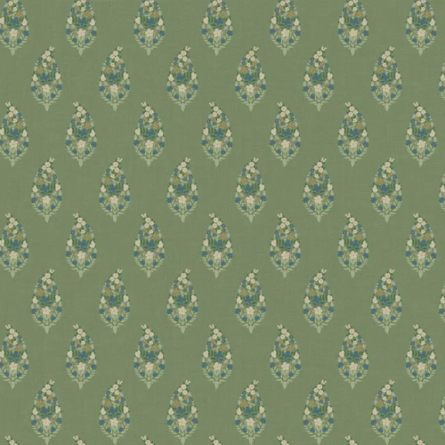 Papel pintado de estampado floral en color verde Paisley RF7471