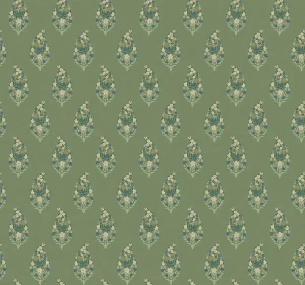 Papel pintado de estampado floral en color verde Paisley RF7471