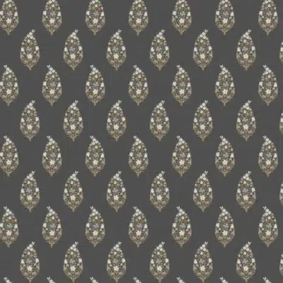 Papel pintado de estampado floral en color negro Paisley RF7472