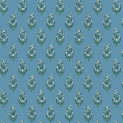 Papel pintado de estampado floral en color azul Paisley RF7473