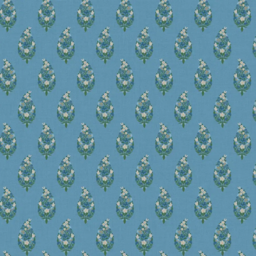 Papel pintado de estampado floral en color azul Paisley RF7473