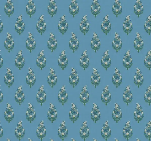 Papel pintado de estampado floral en color azul Paisley RF7473