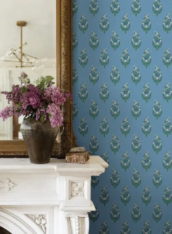 Papel pintado de estampado floral en color azul Paisley RF7473 - Imagen 3