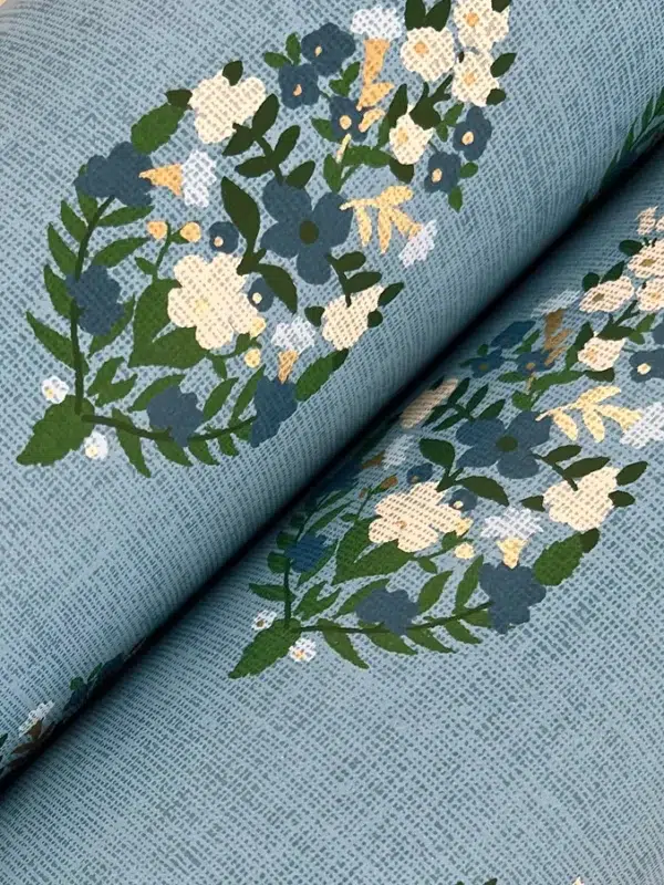 Papel pintado de estampado floral en color azul Paisley RF7473 - Imagen 4