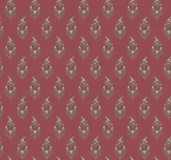 Papel pintado de estampado floral en color rojo Paisley RF7475