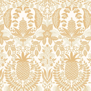 Papel pintado de damasco en color dorado Pineapple Damask RF7482