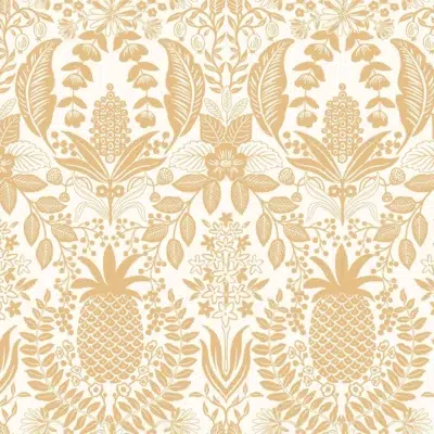 Papel pintado de damasco en color dorado Pineapple Damask RF7482