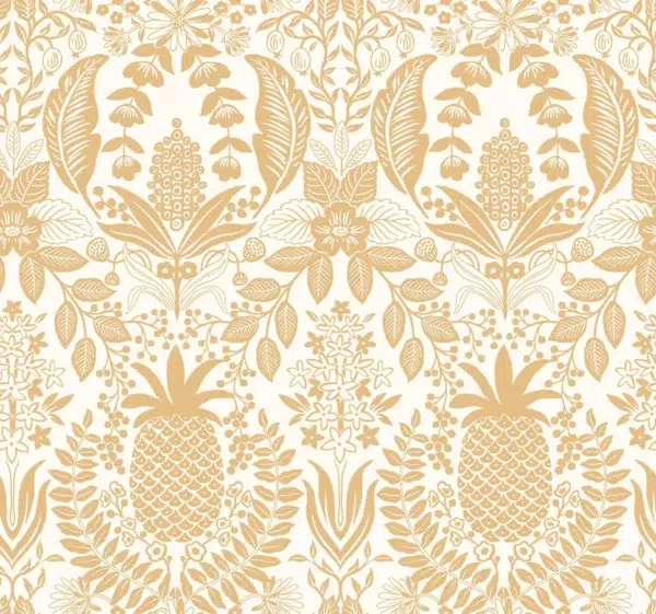 Papel pintado de damasco en color dorado Pineapple Damask RF7482