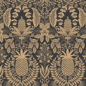 Papel pintado de damasco en color negro Pineapple Damask RF7483