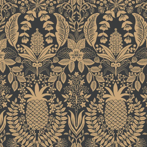 Papel pintado de damasco en color negro Pineapple Damask RF7483