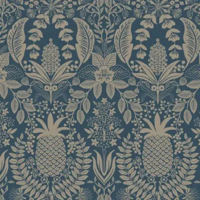 Papel pintado de damasco en color azul Pineapple Damask RF7486