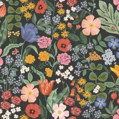 Papel pintado de estampado floral en color negro Blossom RF7491