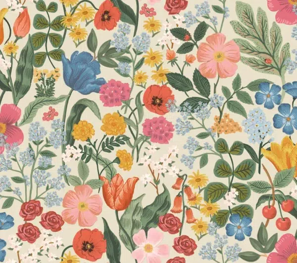 Papel pintado de estampado floral en color beige Blossom RF7492