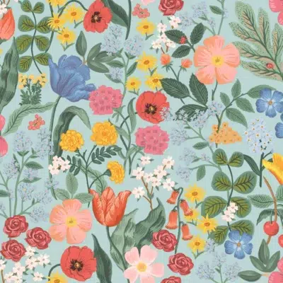 Papel pintado de estampado floral en color azul Blossom RF7493