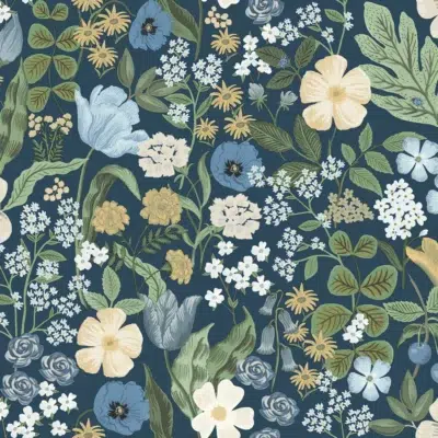 Papel pintado de estampado floral en color azul Blossom RF7494