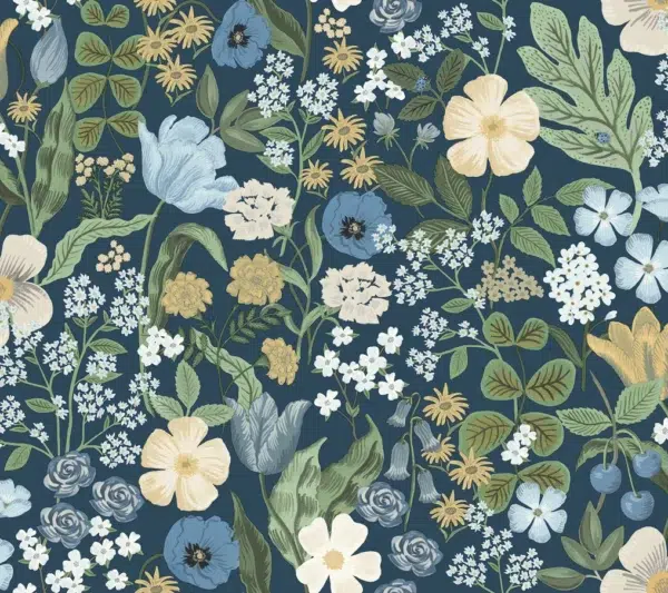 Papel pintado de estampado floral en color azul Blossom RF7494