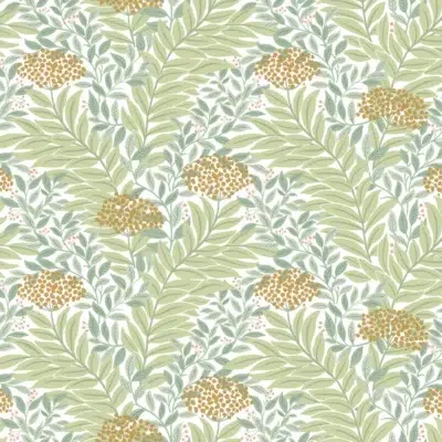 Papel pintado de estampado floral en color verde Highgrove RF7501