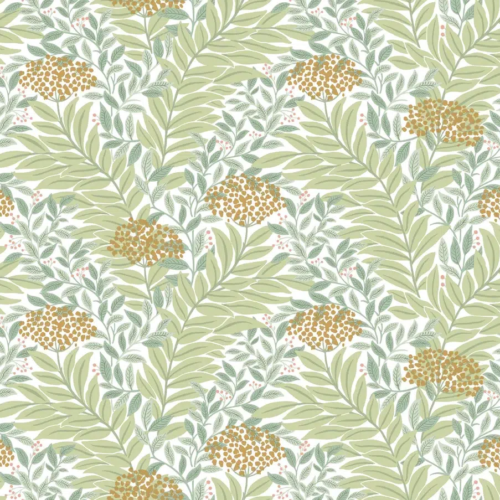 Papel pintado de estampado floral en color verde Highgrove RF7501