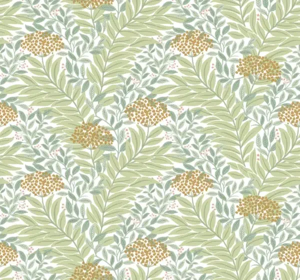 Papel pintado de estampado floral en color verde Highgrove RF7501