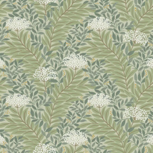 Papel pintado de estampado floral en color verde Highgrove RF7503