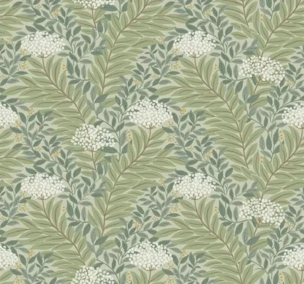 Papel pintado de estampado floral en color verde Highgrove RF7503