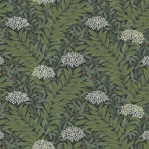 Papel pintado de estampado floral en color verde Highgrove RF7504