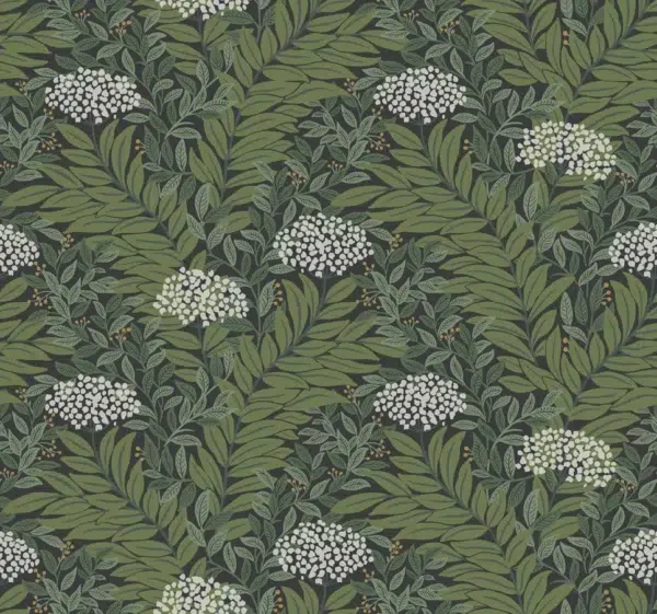 Papel pintado de estampado floral en color verde Highgrove RF7504