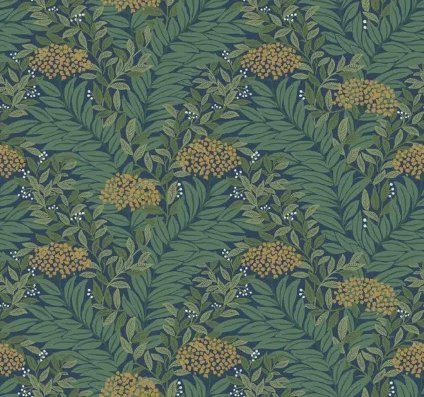 Papel pintado de estampado floral en color verde Highgrove RF7505