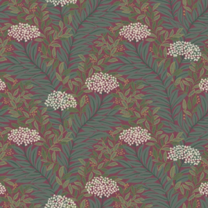 Papel pintado de estampado floral en color rojo Highgrove RF7506