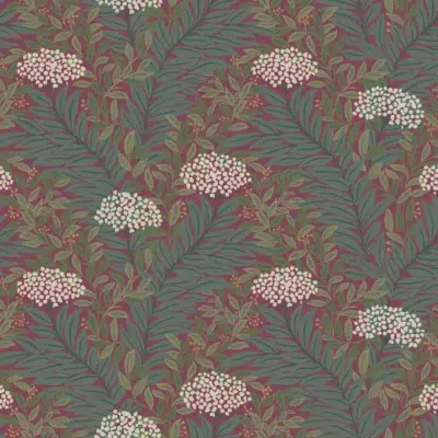 Papel pintado de estampado floral en color rojo Highgrove RF7506