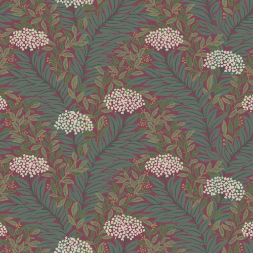 Papel pintado de estampado floral en color rojo Highgrove RF7506