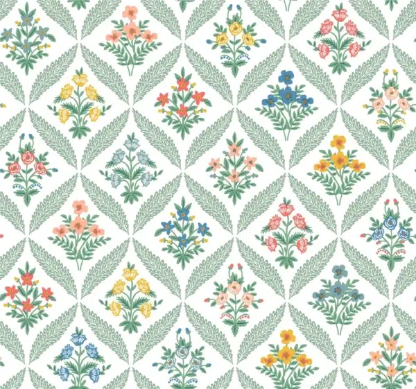 Papel pintado de rombos en color verde Estee Garden RF7513