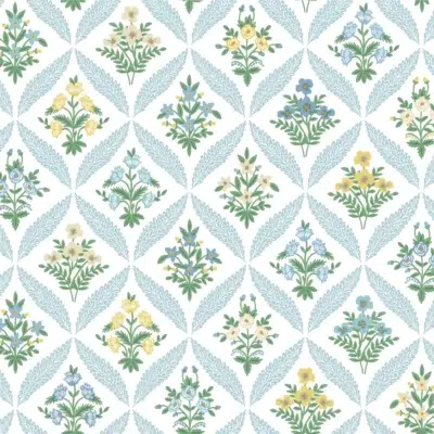 Papel pintado de rombos en color azul Estee Garden RF7514