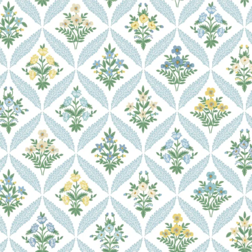Papel pintado de rombos en color azul Estee Garden RF7514