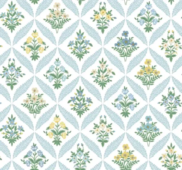 Papel pintado de rombos en color azul Estee Garden RF7514