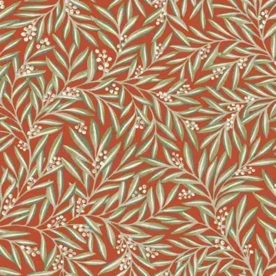 Papel pintado de hojas en color naranja Rowan AC9131