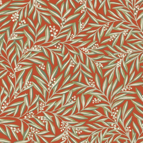 Papel pintado de hojas en color naranja Rowan AC9131