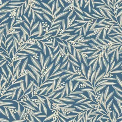 Papel pintado de hojas en color azul Rowan AC9132