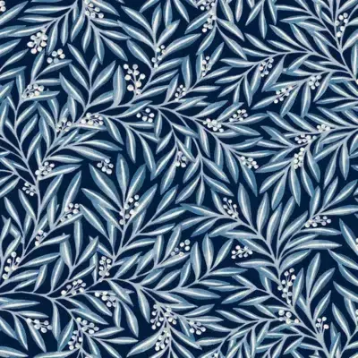 Papel pintado de hojas en color azul Rowan AC9133