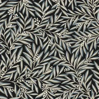 Papel pintado de hojas en color negro Rowan AC9135
